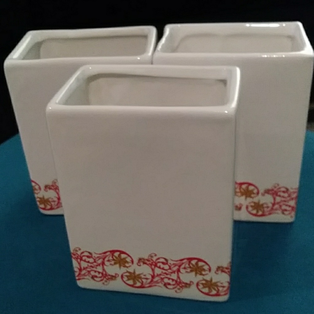 Cups ceramic/wood tray